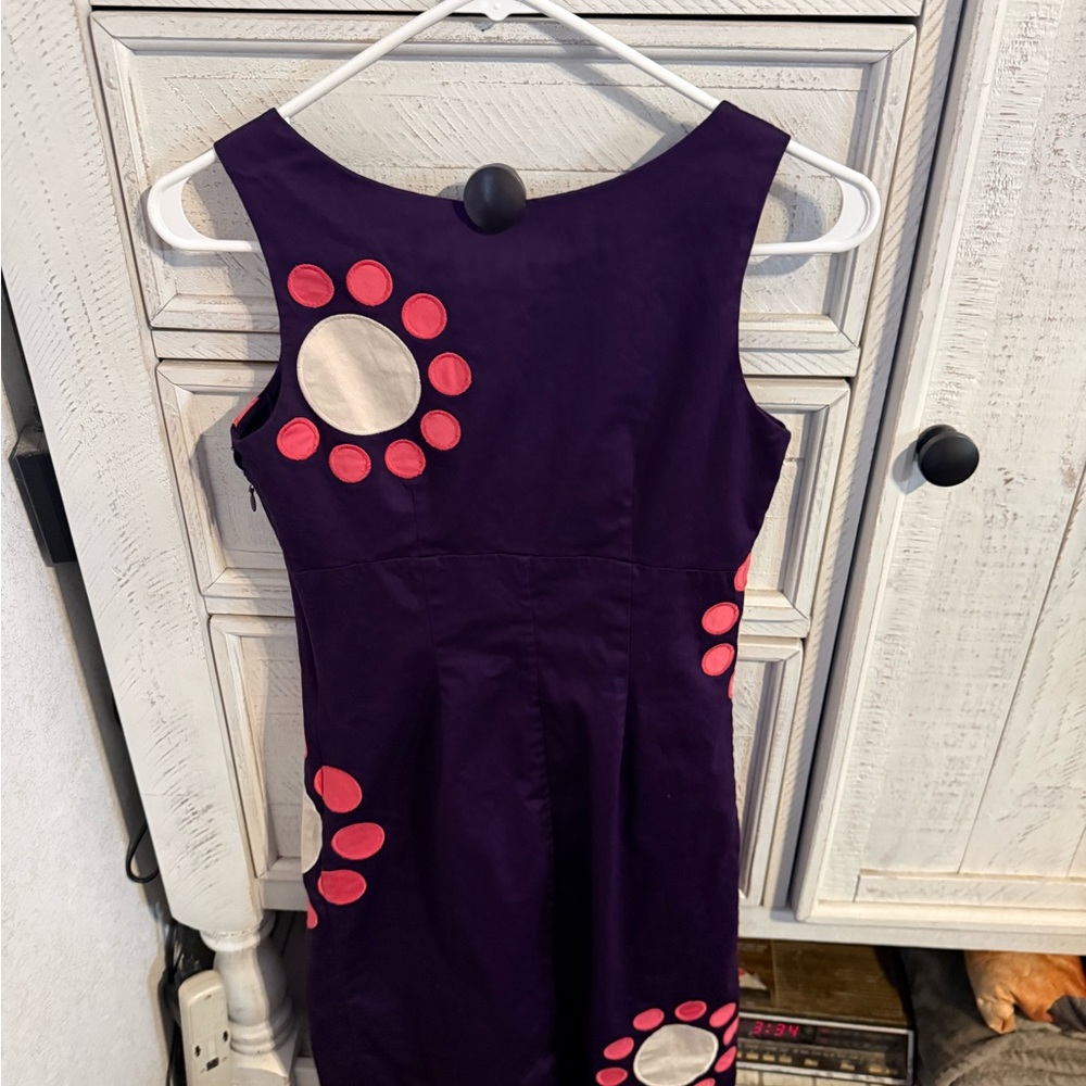 Boden Purple Maxi Dress with Pink and Cream Circle Appliqués
